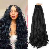 LMZIM French Curl Braiding Hair 24 Inch in loose curls for natural, versatile styling.
