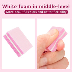 LNAUJS Dual grit sponge nail file close-up showing gentle texture for natural nails.