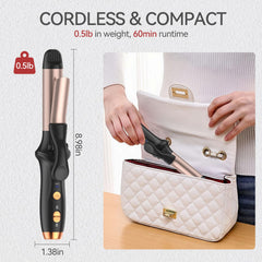 LNSTN cordless curling iron designed for medium and long hair styling.