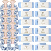Loanzeg bridesmaid scrunchies in dusty blue for coordinated wedding party gifts.