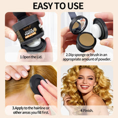 Lockmio Root Cover Up Powder brush tool demonstrates precise coverage.