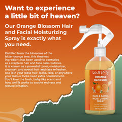 Close-up of Locsanity Orange Blossom facial mist refreshing the skin