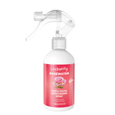 Locsanity Pure Rosewater Spray bottle ready for on-the-go hydration and refreshment.