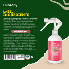 Locsanity Rosewater Peppermint bottle dispensing close-up for controlled use.