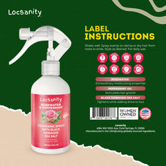 Locsanity Rosewater Peppermint spray on scalp provides refreshing cooling relief.