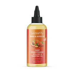 Locsanity Shea & Apricot Oil bottle pour for even scalp hydration
