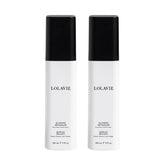 LolaVie Glossing Detangler bottle pour shows shine and heat protection in action.