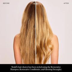 LolaVie Restorative Conditioner hands-application shows creamy texture and even coverage