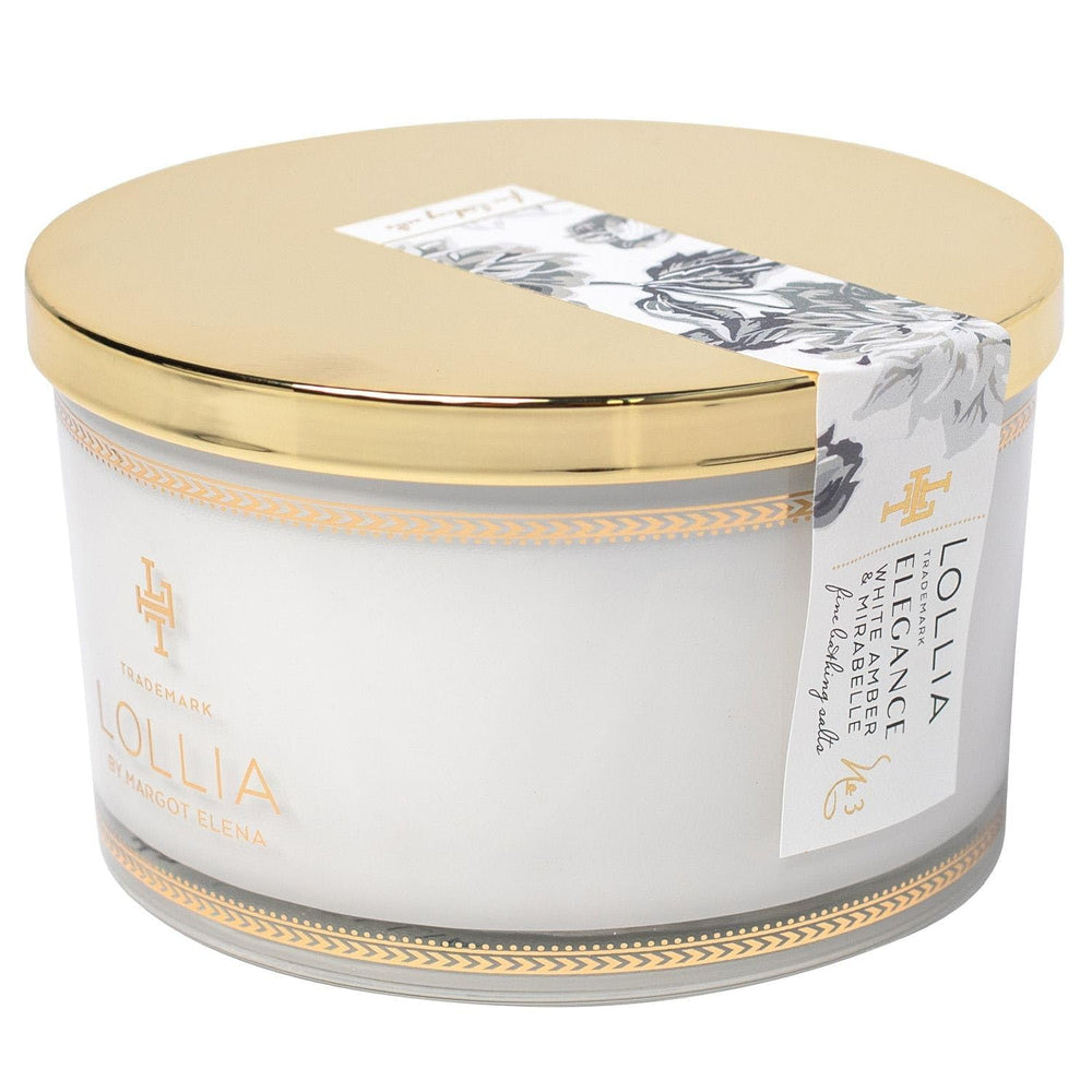 LOLLIA Elegance bath salts bottle with white amber aroma for a relaxing home spa