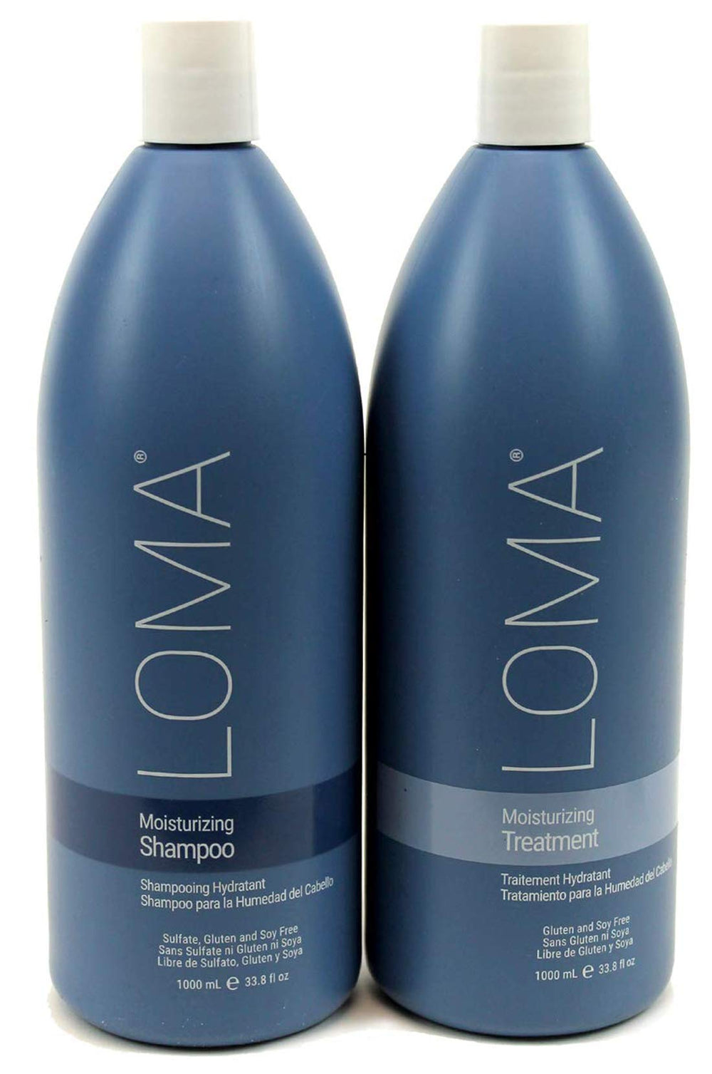 Loma Moisturizing Shampoo bottle shows rich hydration for dry or color-treated hair.