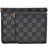 Lomkya checkered makeup bag set, large, ideal for purse organization.