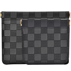 Lomkya checkered makeup bag set, large, ideal for purse organization.