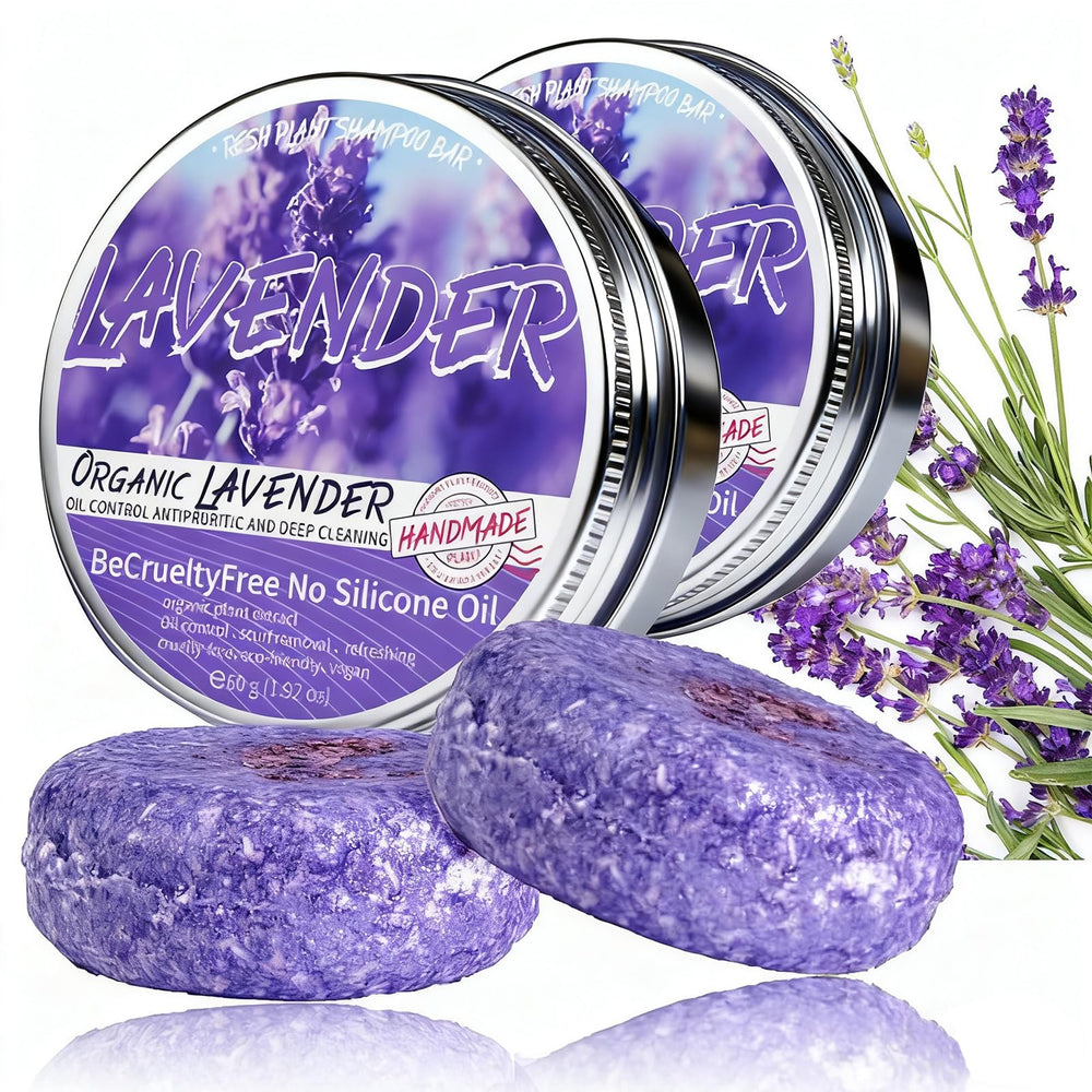 Loobexery lavender shampoo bar for gray hair close-up with calming scent