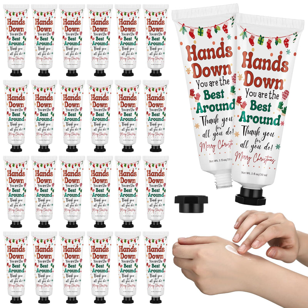 Loopeer 24-piece Christmas hand cream gift set box display, ideal for bulk gifting to coworkers.
