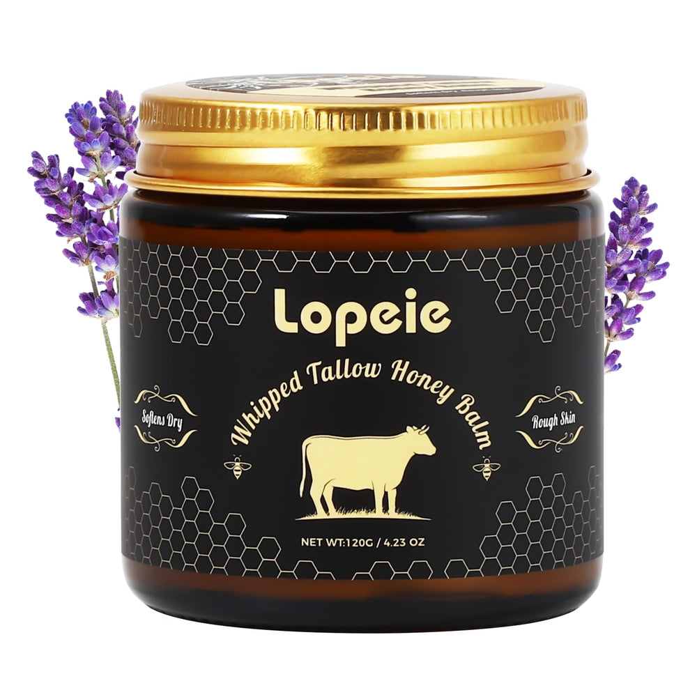 Lopeie Upgraded Tallow Balm jar with whipped texture for deep hydration.
