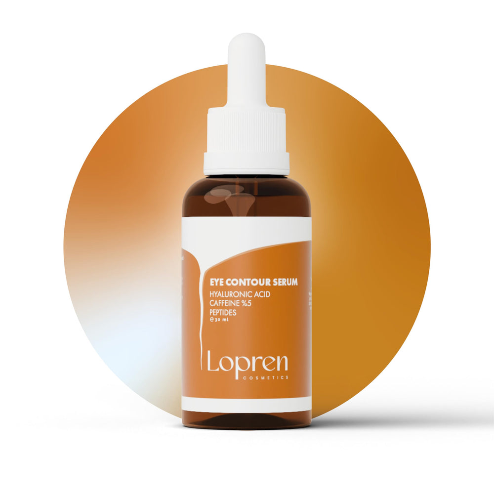Lopren Caffeine Eye Serum bottle highlighting fragrance-free, lightweight under-eye care