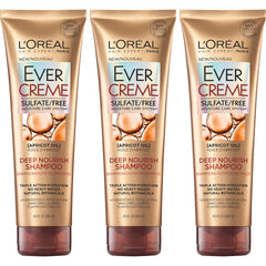 L'Oreal Paris EverCreme Deep Nourish Shampoo pour shows silky hydration for dry hair.