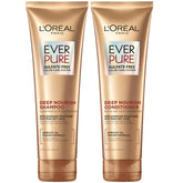 L'Oreal Paris EverPure shampoo bottle with apricot oil for gentle, color-safe cleansing.