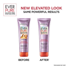 L'Oreal Paris EverPure pump suggests easy application and lasting frizz defense.