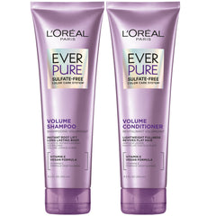 L’Oréal Paris EverPure Volume Shampoo bottle adds lift to fine hair.
