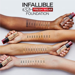 L’Oréal Paris Infallible Fresh Wear foundation close-up to illustrate finish.