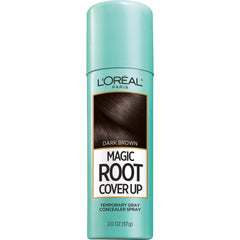 L'Oreal Paris Magic Root Cover Up spray on dark brown roots for quick concealment