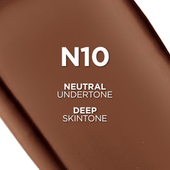True Match N10 deep shade swatches illustrate undertone options for natural fit.