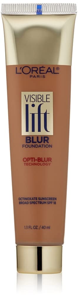 L’Oréal Paris Visible Lift Blur Foundation bottle close-up in 212 Classic Tan.