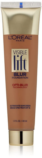 L’Oréal Paris Visible Lift Blur Foundation bottle close-up in 212 Classic Tan.
