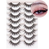 Losha wispy lashes with clear band for daily, natural-looking eye definition.