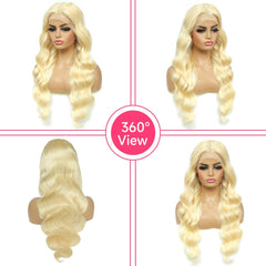 613 body wave texture on transparent lace front for versatile styling.