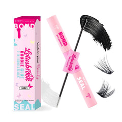 Lotusbrook Lash Bond & Seal bottle demonstrates the 2-in-1 function for long-lasting lash clusters.