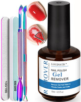 Louinstic gel nail polish remover bottle enables quick, non-acetone polish removal at home.