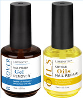 LOUINSTIC gel remover bottle demonstrating fast, low-odor formula for gel lift