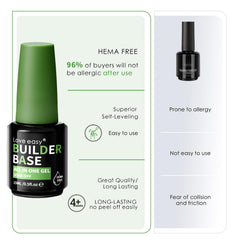 Love Easy HEMA-Free Builder Gel ridge filling supports natural nail contours.