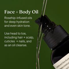 Close-up of Loved01 Face & Body Oil's lightweight, non-greasy texture