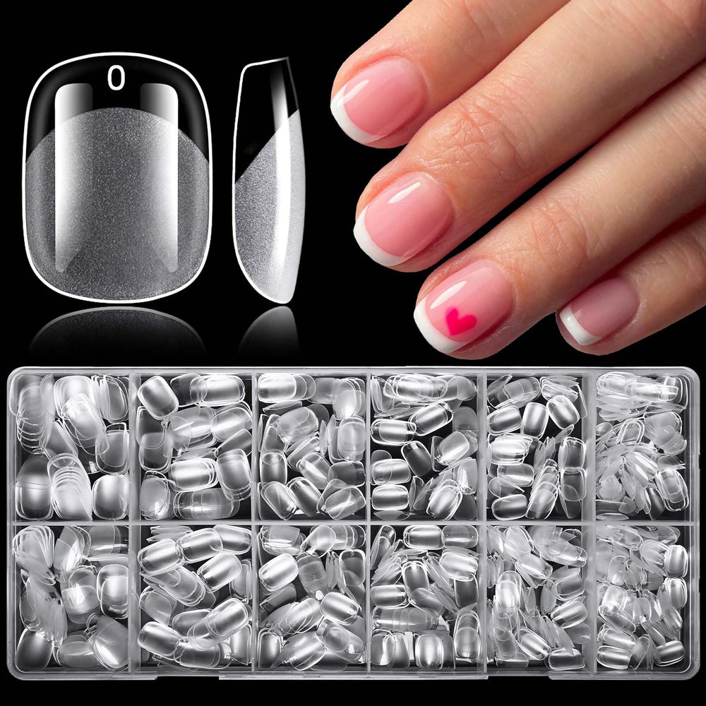 LoveOurHome 750pc extra-short squoval nail tips in clear soft gel for durable wear