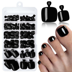 LoveOurHome black press-on toenails kit for a quick at-home pedicure.
