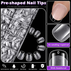 LoveOurHome squoval clear short tips designed for easy at-home gel extension