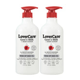 Lovercare Goat Milk Lotion bottle front shows rich hydration.