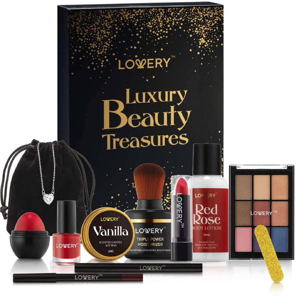 LOVERY 12-day countdown box with daily beauty treats for a memorable gift experience.