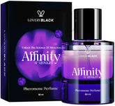 LOVERY Affinity at Midnight perfume bottle on display, boosting confidence with a subtle magnetic aura.