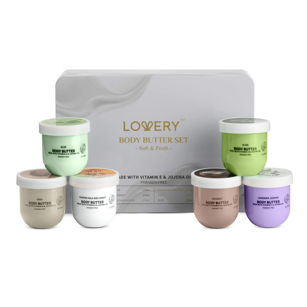 LOVERY gift set box with six whipped body butters for gifting