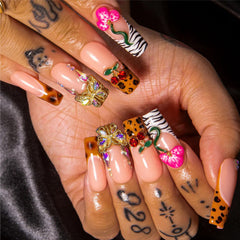 LOVFUL Fruit Energy square short nails closeup hand highlights durable gel-like finish