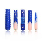 LOVFUL Little Blue Bear nails with full crystal coverage for radiant style.