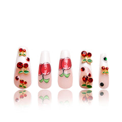 LOVFUL My Sweetie French Tip nails with full crystals for salon-quality wear