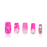 LOVFUL Pink Typhoon full crystal nails shine for at-home manicures.