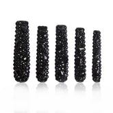 LOVFUL press on nails classic black rhinestone closeup highlights crystal drama for events.