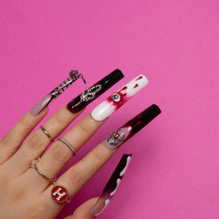 LOVFUL Final Destination square-long nails present a bold, modern silhouette