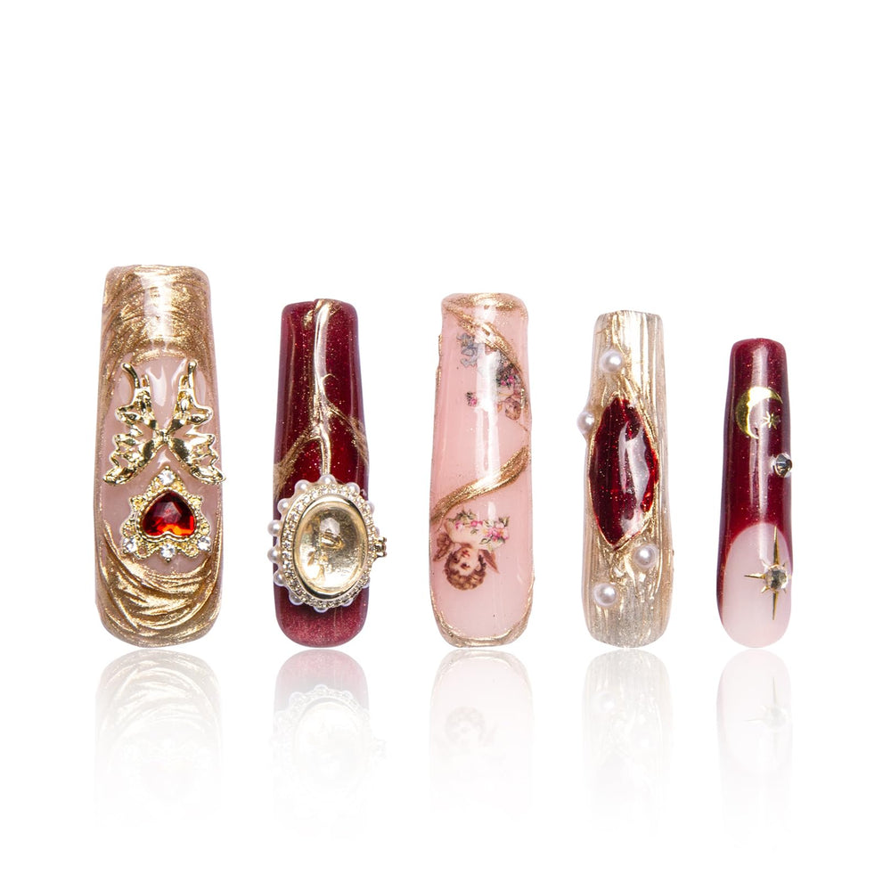 Lovful Verona press-on nails with full-coverage crystals for glamorous, durable wear.